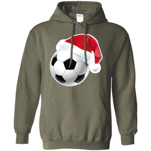 Soccer With Santa Claus Hat X-mas Shirt For Soccer LoversG185 Gildan Pullover Hoodie 8 oz.