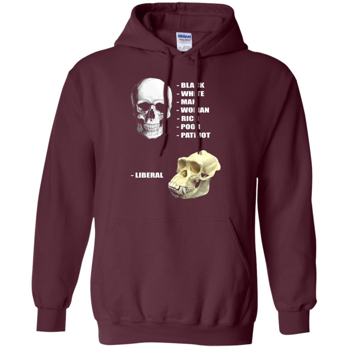 Funny Cool Skulls T-shirt Modern America Patriot Liberal Maroon