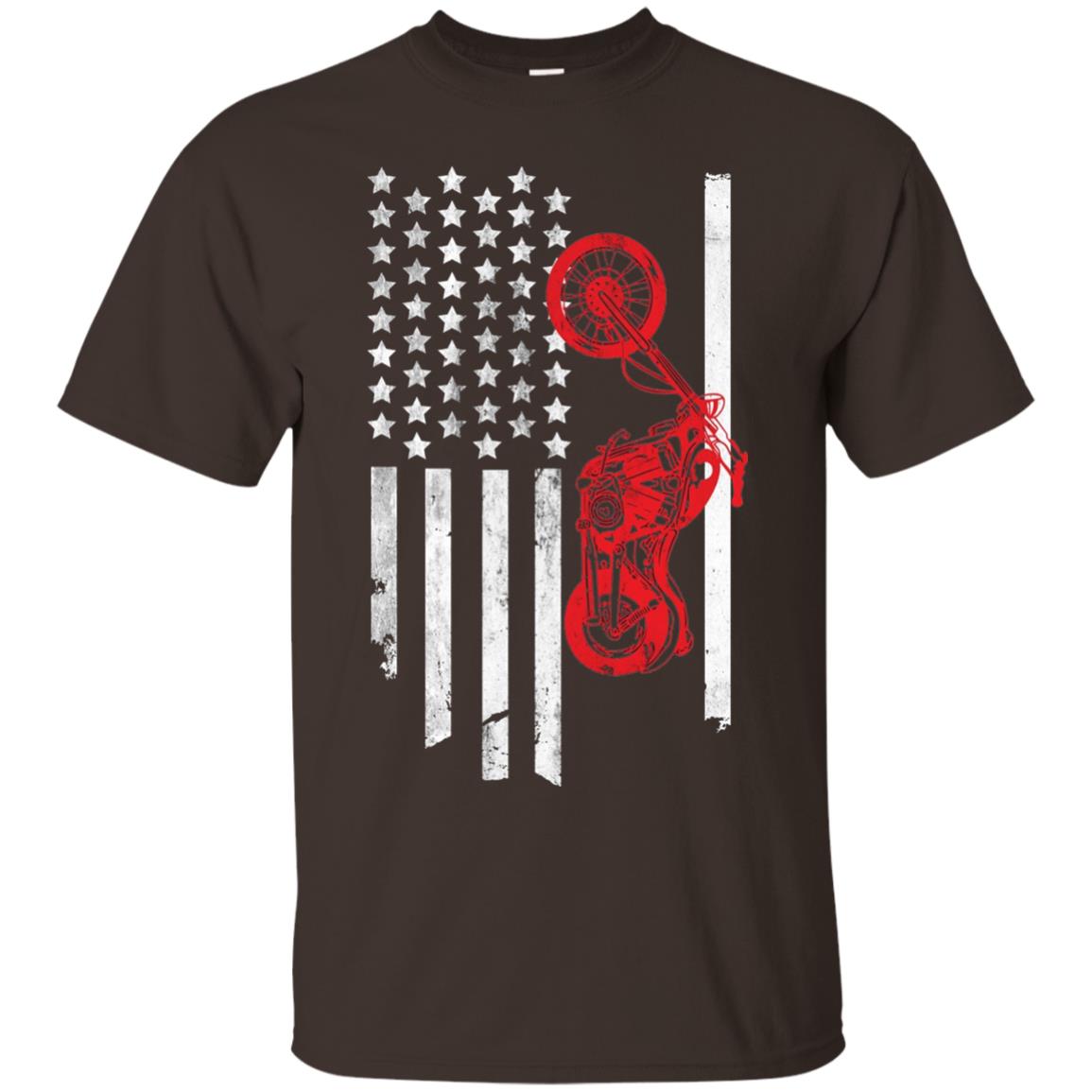 Old American Flag Motorcyclist Shirt Dark Chocolate