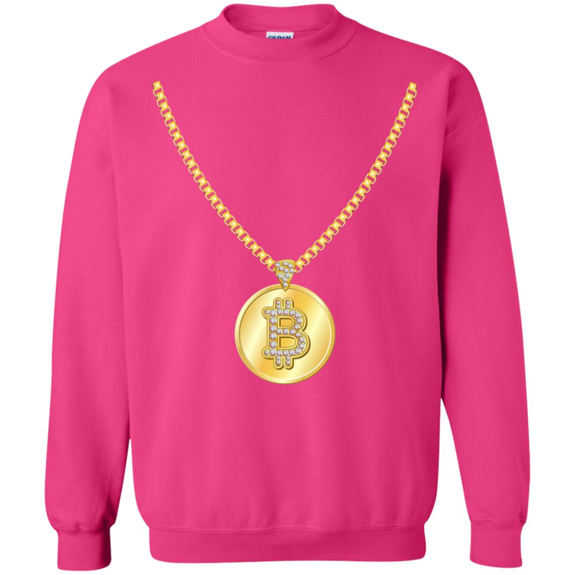 Funny Bitcoin T-shirt Gold Chain Cryptocurrency Necklace Heliconia