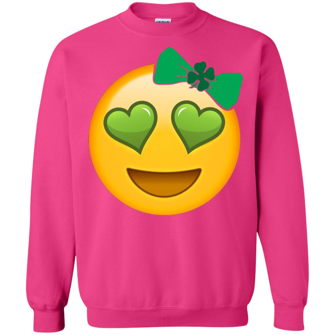 Emoji Green Heart Eyes Bow Saint Patricks Day Shirt For Girls Heliconia