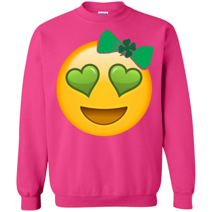 Emoji Green Heart Eyes Bow Saint Patricks Day Shirt For Girls Heliconia