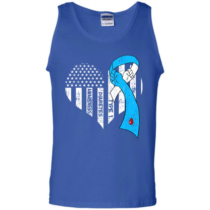 Diabetes Awareness Type 1 Ribbon Flag Shirt Royal