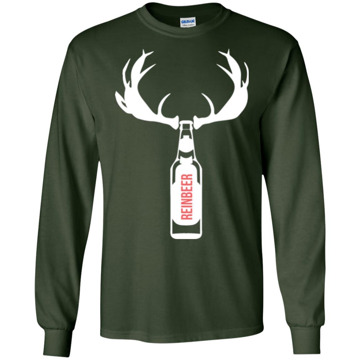 Christmas T-shirt Funny Christmas Reinbeer Forest Green