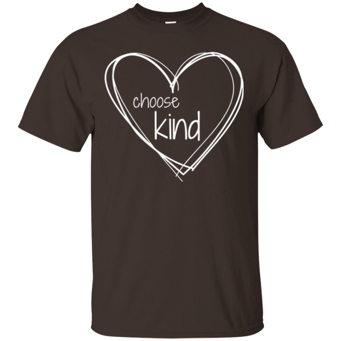 Anti-bullying T-shirt Choose Kind In White Heart Dark Chocolate