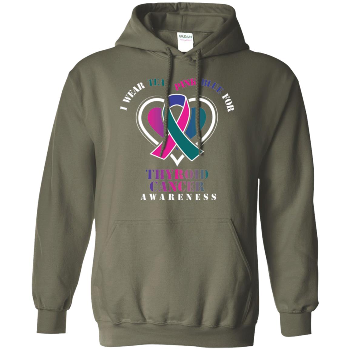 Thyroid Cancer Awareness T-shirt I Wear Teal Pink Blue For Military Green