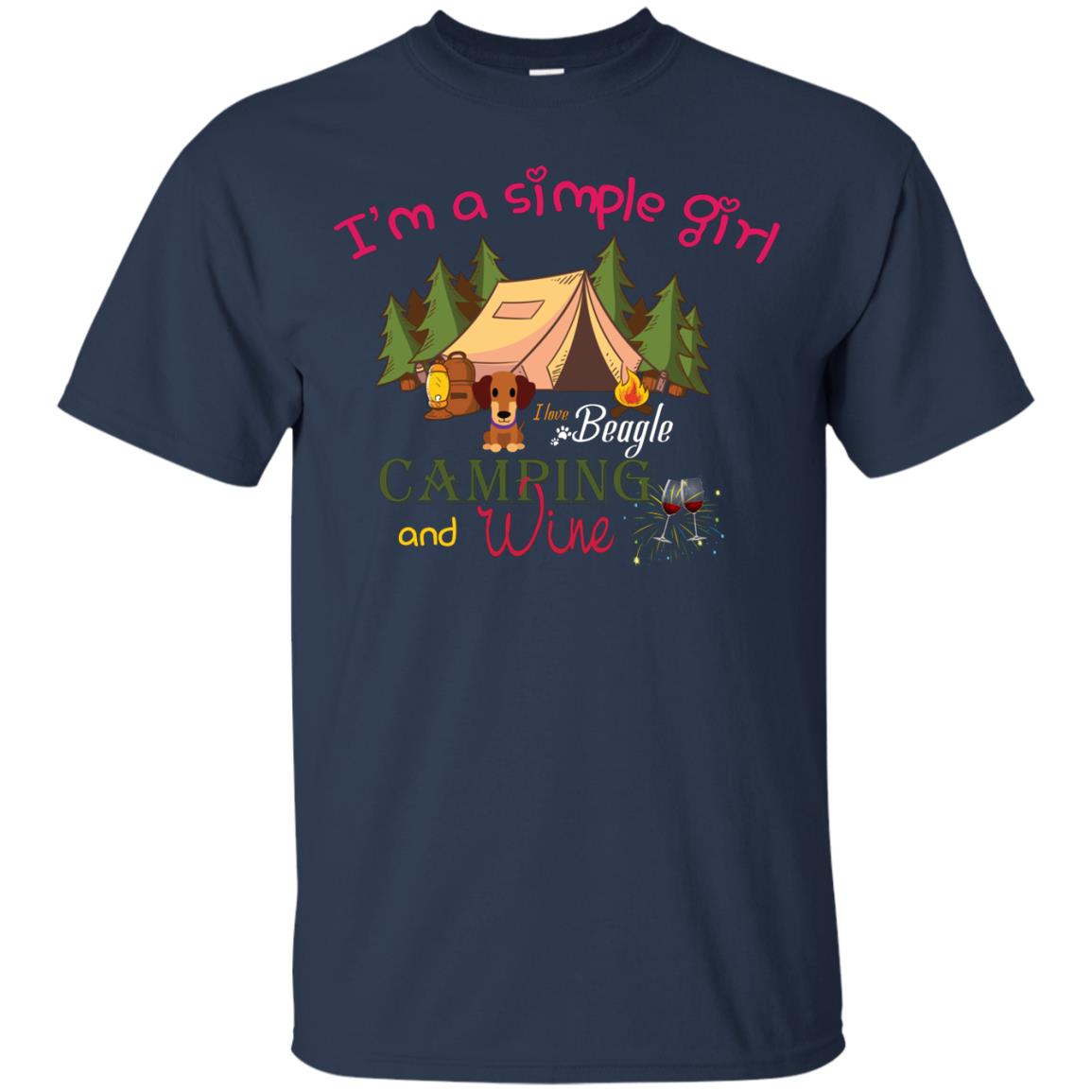 I’m A Simple Girl I Love Beagle Camping And Wine Shirt Navy
