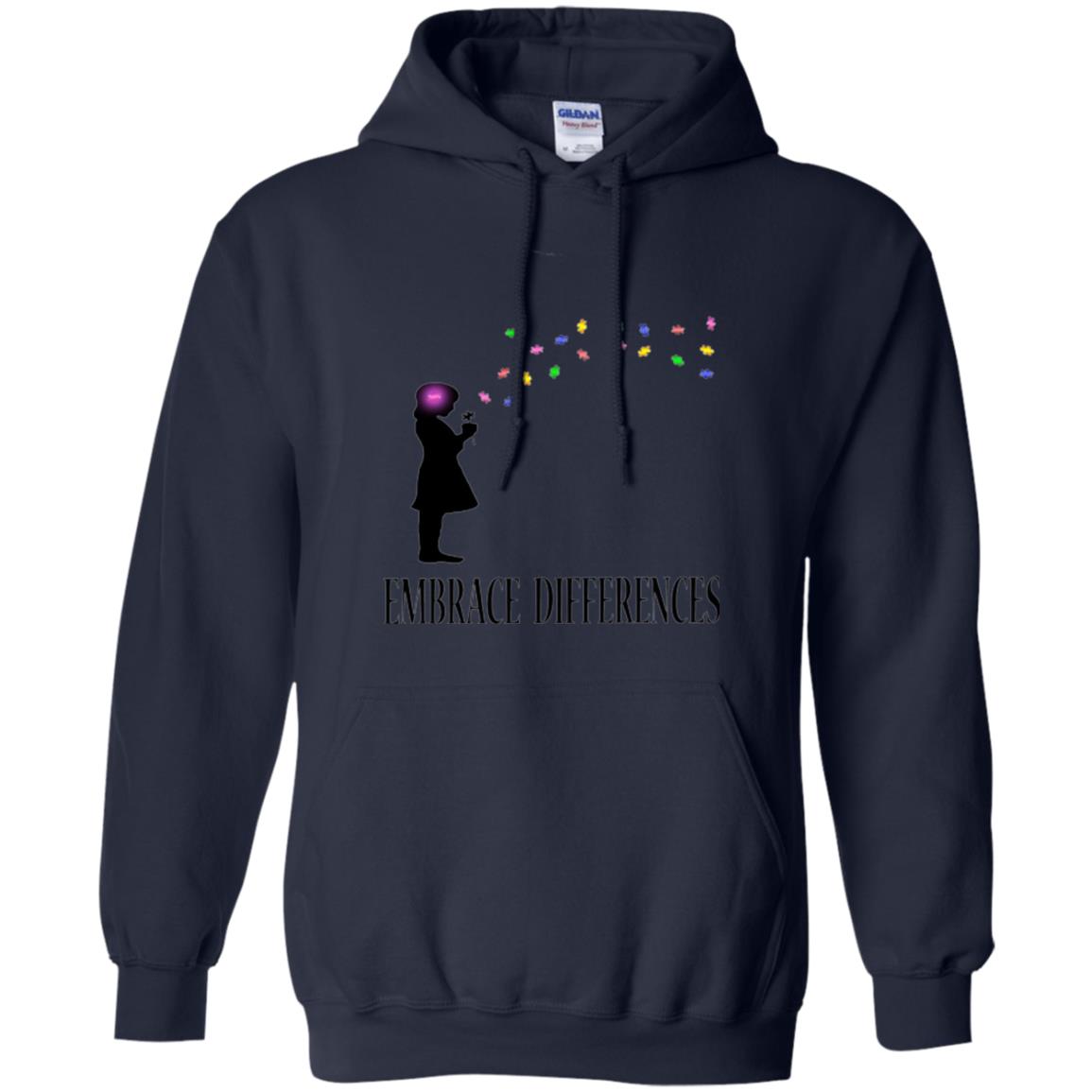 Autism Awareness T-shirt Embrace Differences T-shirt Navy