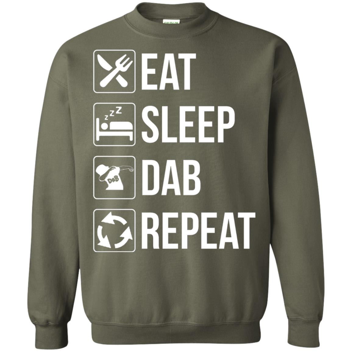 Funny Eat Sleep Dab Repeat T-shirt Military Green