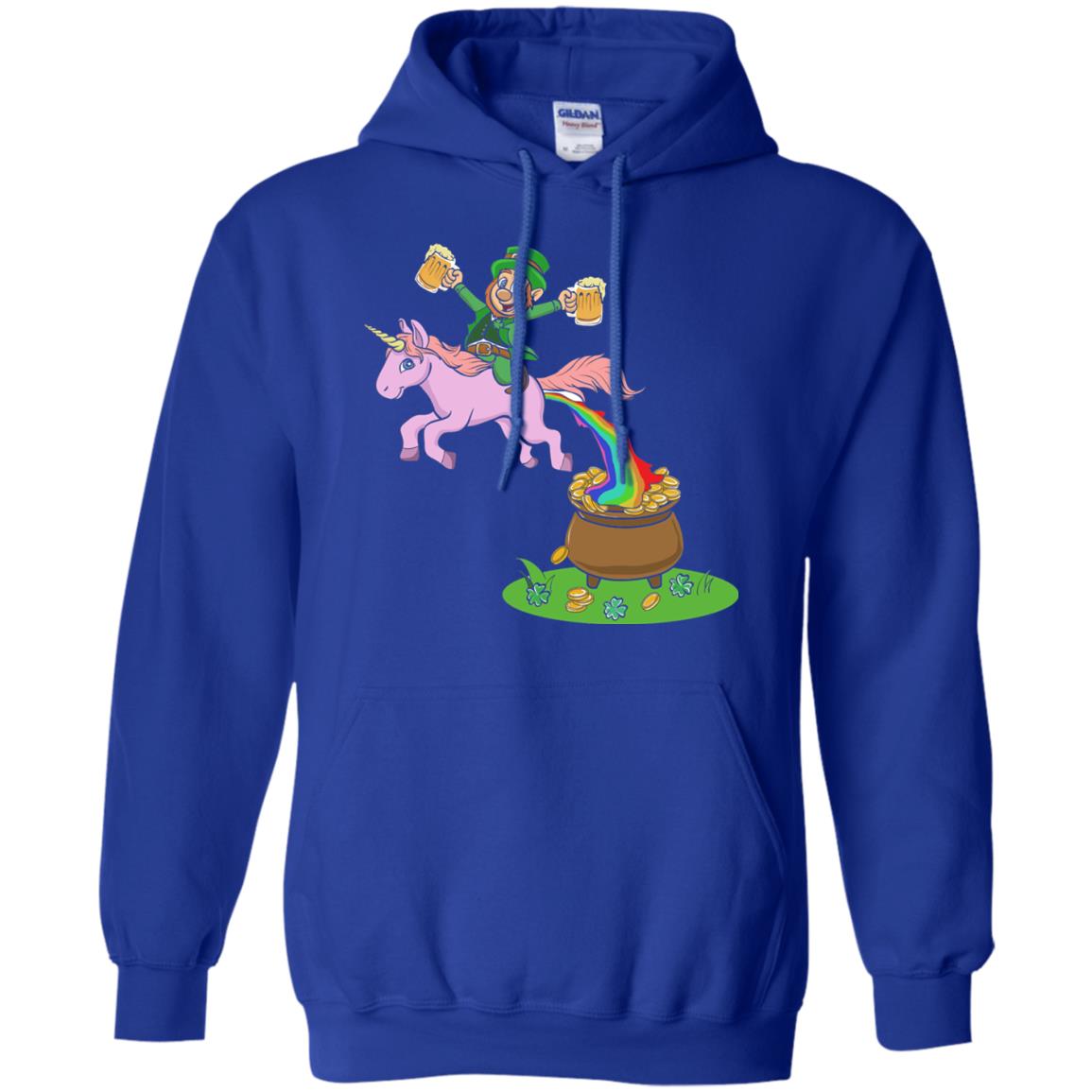 Leprechaun Riding A Unicorn Funny St Patricks Day T-shirt Royal