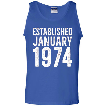 Established January 1974 43rd Birthday T-shirt Royal
