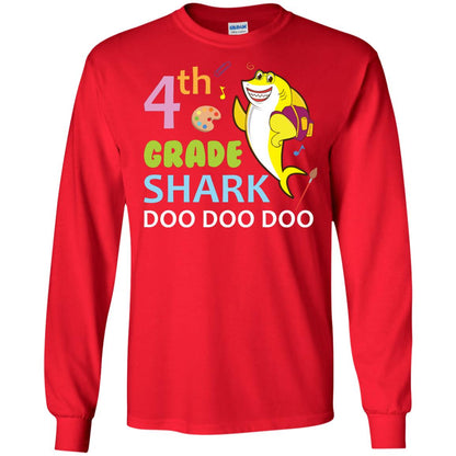 4th Grade Shark Doo Doo Doo Back To School T-shirt Red
