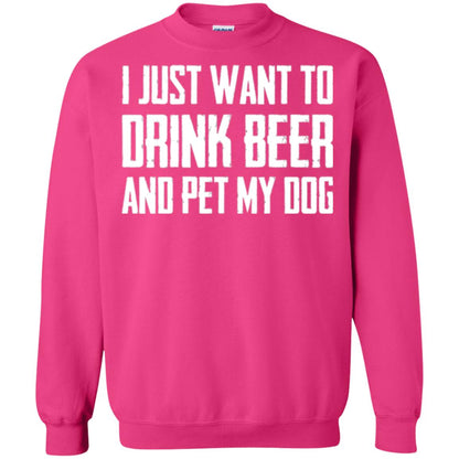 Beer Lovers T-shirt I Just Want To Drink Beer And Pet My Dog Heliconia