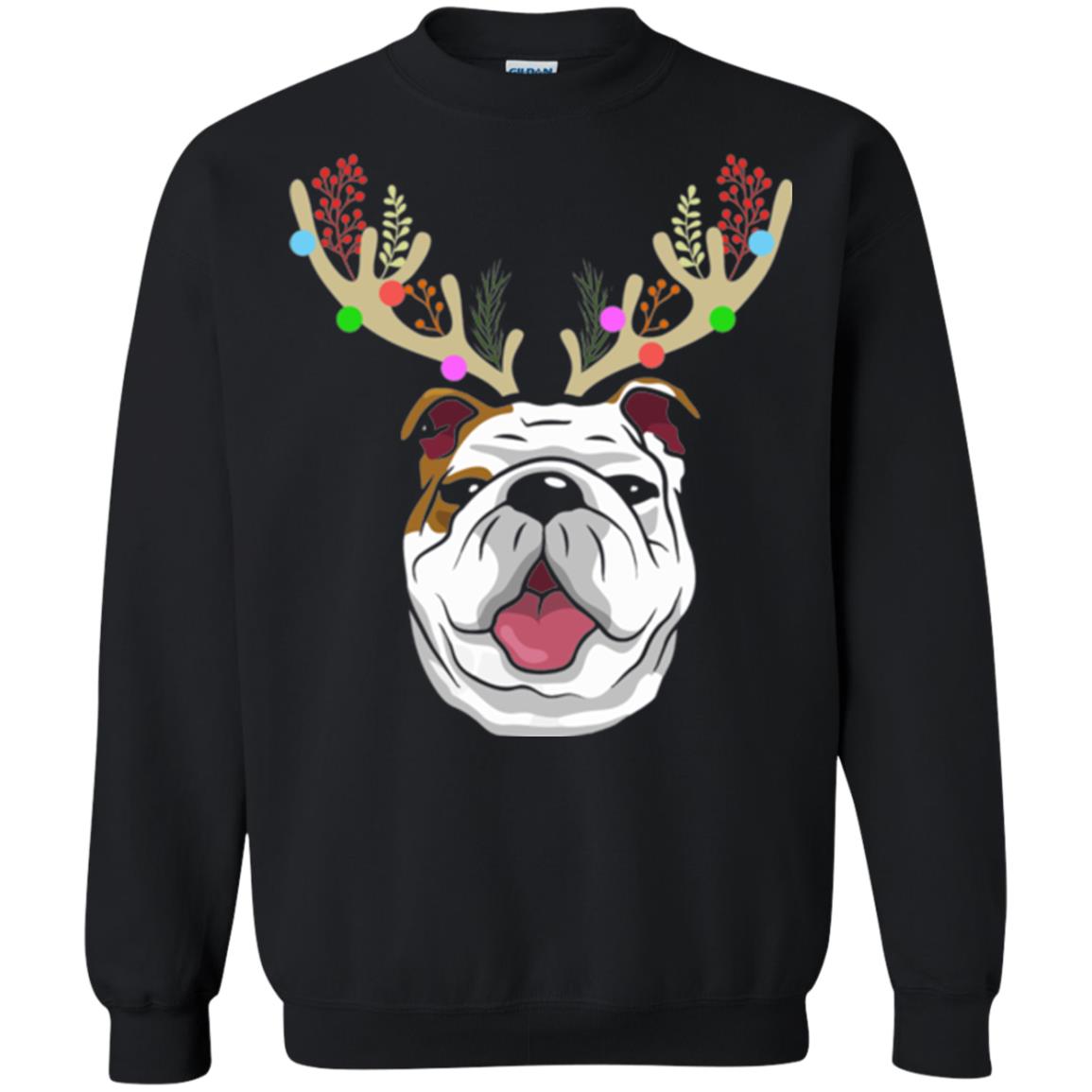 Dog Lovers T-shirt Funny Bulldogs With Antlers Black