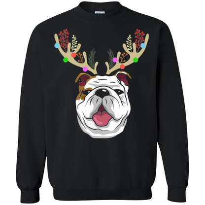 Dog Lovers T-shirt Funny Bulldogs With Antlers Black