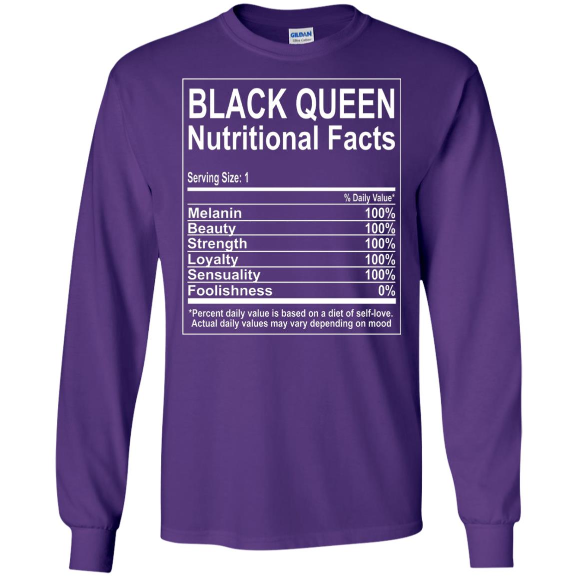 Black Queen Nutritional Facts T-shirt Self Love Purple