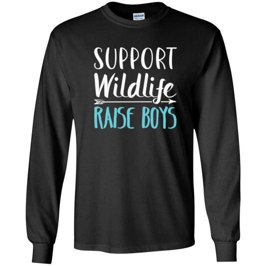 Funny Mother_s Day T-shirt Support Wildlife Raise Boys Black