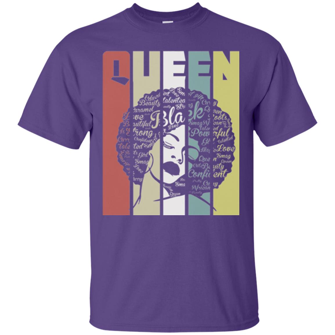 Vintage Retro Strong Black Woman With Natural Hair Afro T-shirt Purple