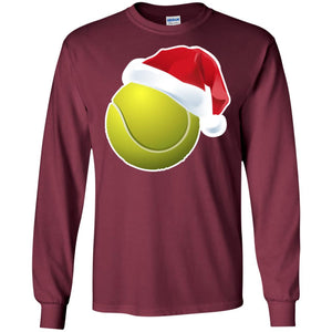 Tennis With Santa Claus Hat X-mas Shirt For Tennis LoversG240 Gildan LS Ultra Cotton T-Shirt