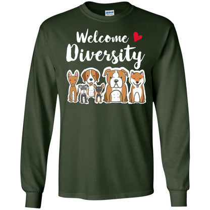 Dog Lover T-shirt Welcome Diversity Forest Green