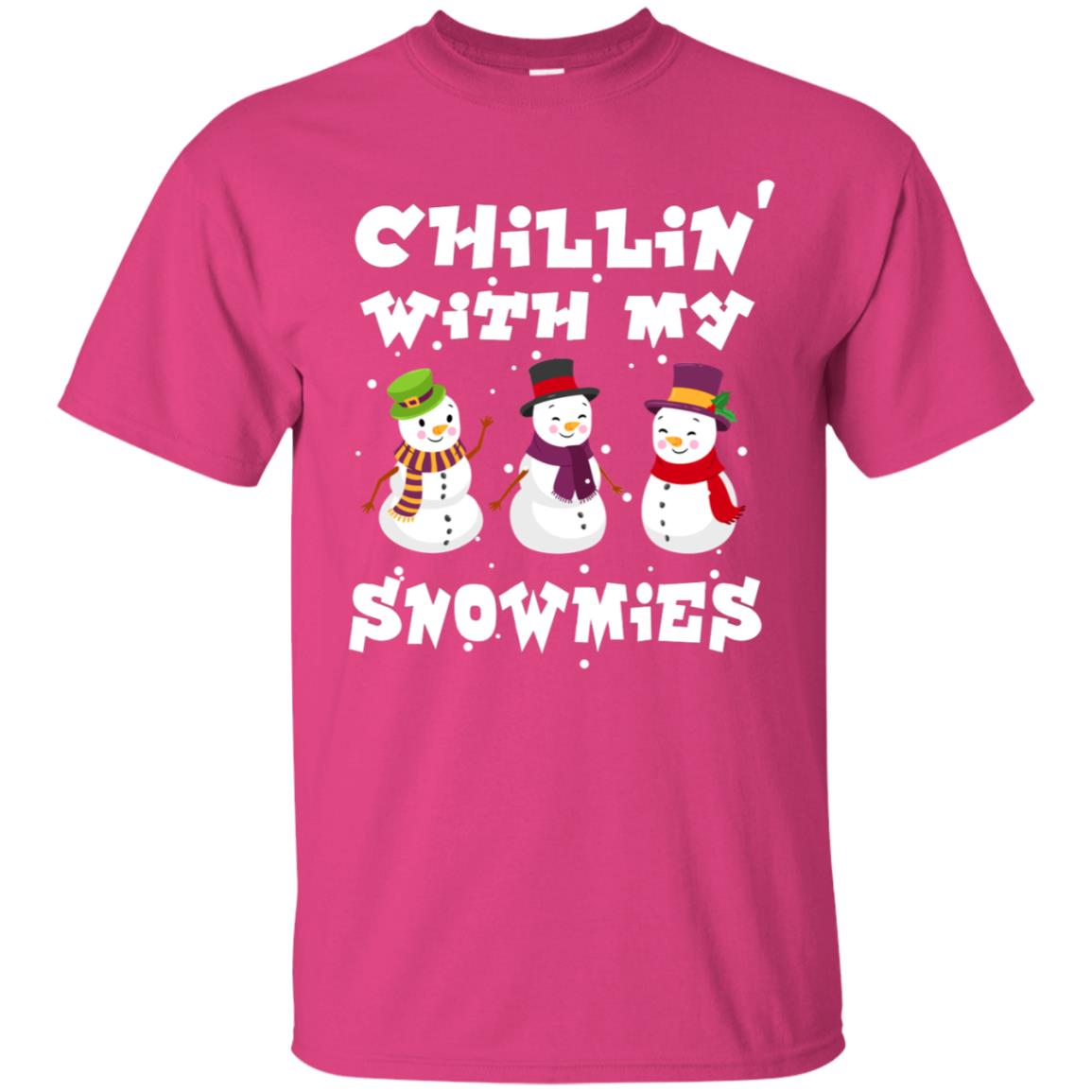 Chillin' With My Snowmie Snowman X-mas Gift Shirt For Mens Womens Kids Heliconia