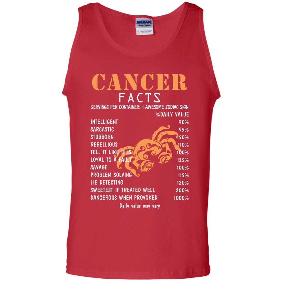 Cancer Facts 1 Awesome Zodiac Sign Gift Shirt For Cancer Horoscope Red