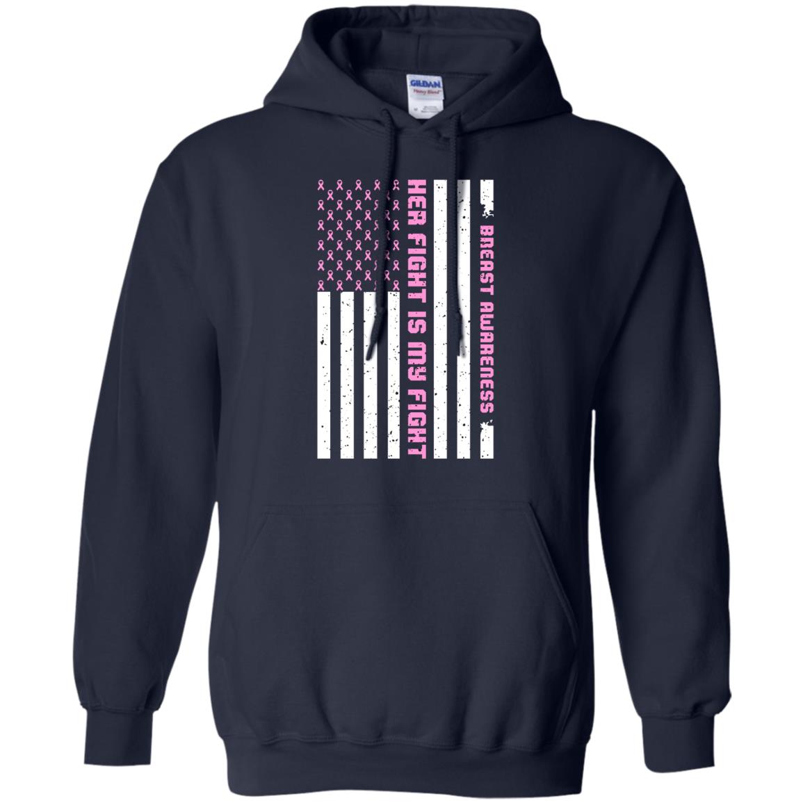Breast Awareness His Fight Is My Fight Pink Ribbon Stars Flag Of Usa Shirt Navy
