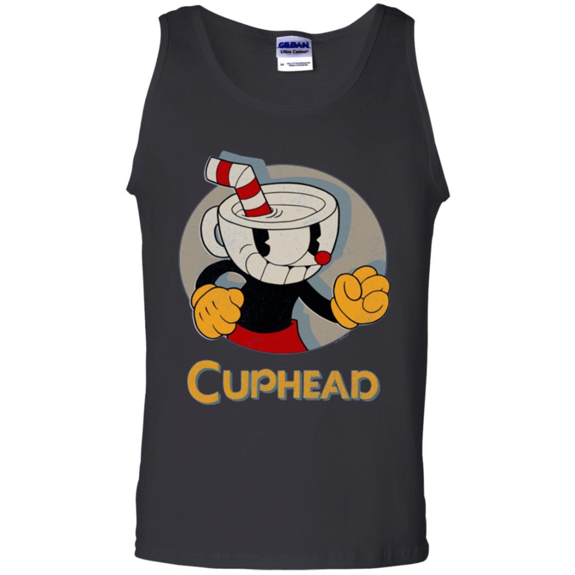 Cuphead Circle Shadow Profile Vintage Graphic T-shirt Black