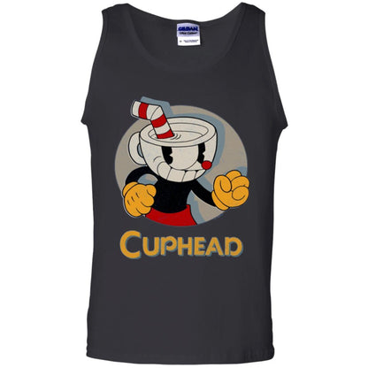 Cuphead Circle Shadow Profile Vintage Graphic T-shirt Black
