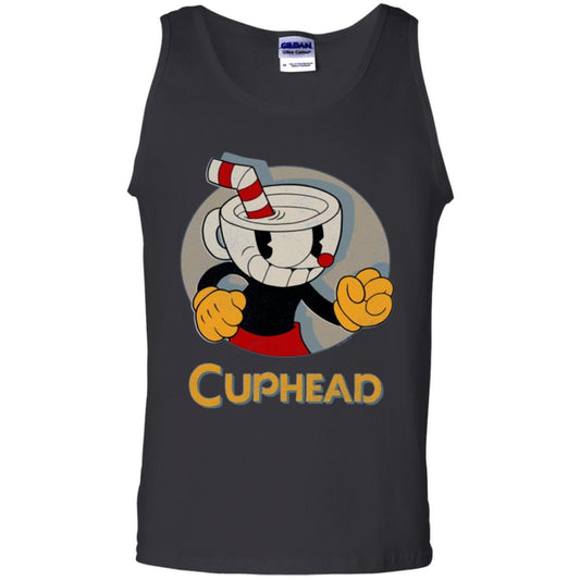 Cuphead Circle Shadow Profile Vintage Graphic T-shirt Black