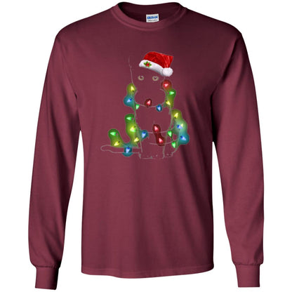Christmas T-shirt Cat And Lights Maroon