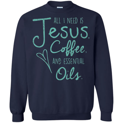 All I Need Is Jesus Coffee And Essential Oils T-shirt Navy