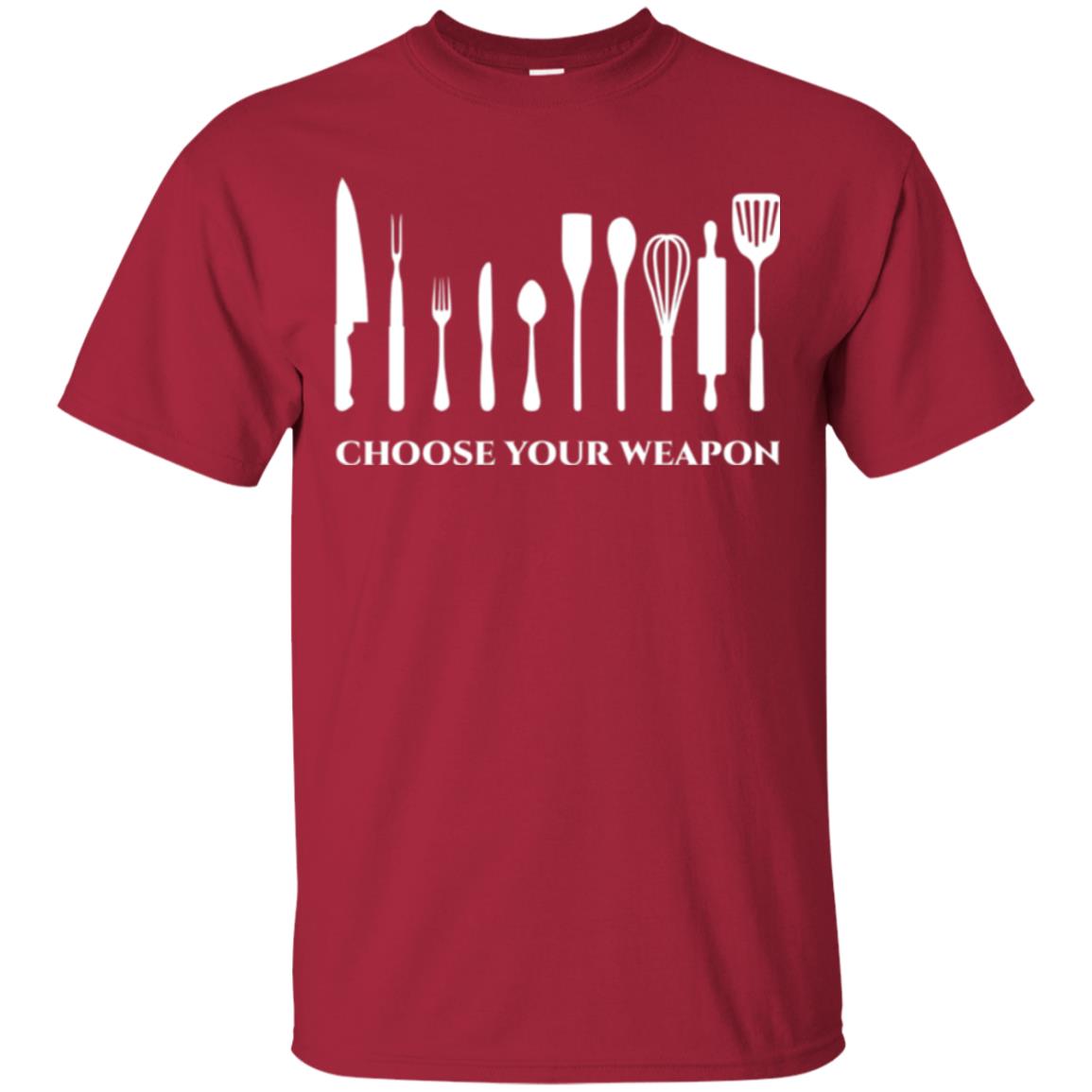 Chef Kitchen Cutlery T-shirt Choose Your Weapon Cardinal