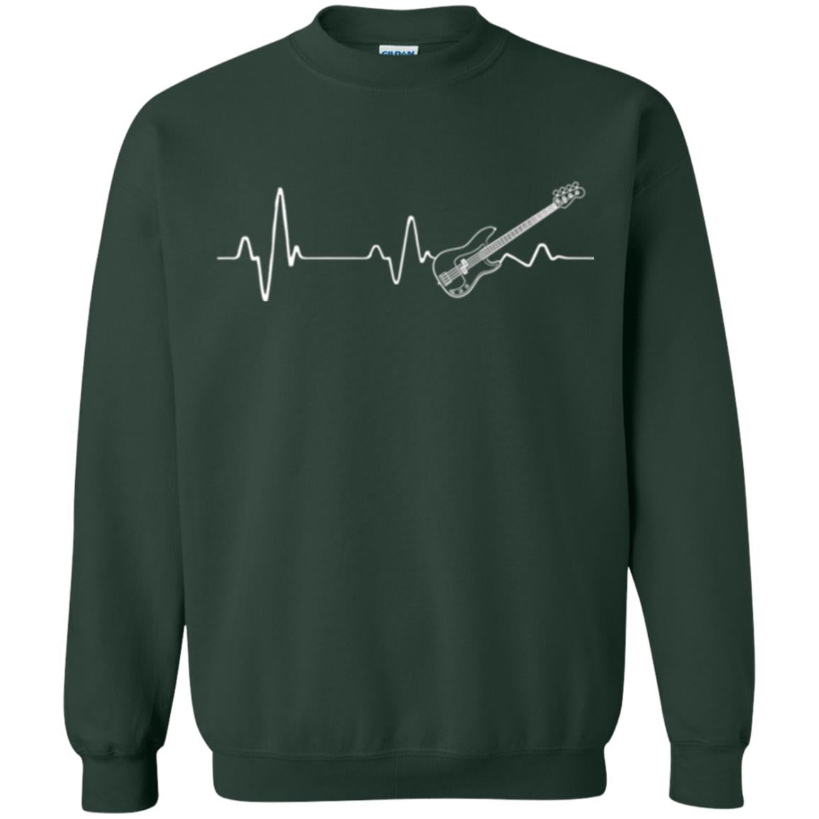 Bass Guitar Lovers T-shirt Heartbeat Forest Green