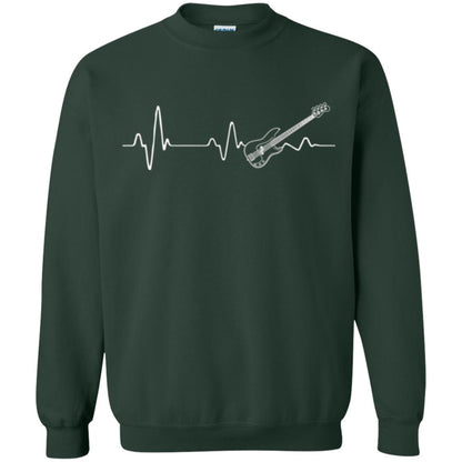 Bass Guitar Lovers T-shirt Heartbeat Forest Green