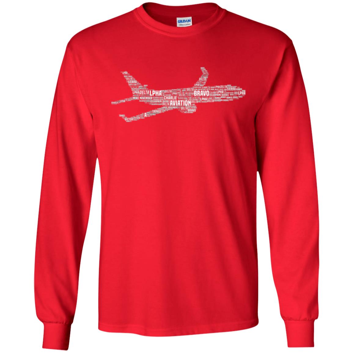 Alphabet Airplane Pilot T-shirt Red