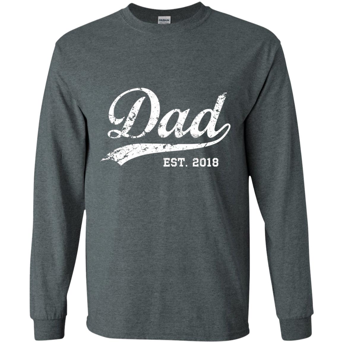 Dad Est. 2018 Vintage New Dad Daddy T-shirt Dark Heather