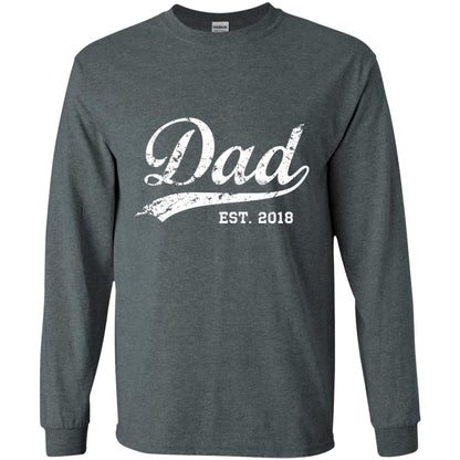 Dad Est. 2018 Vintage New Dad Daddy T-shirt Dark Heather