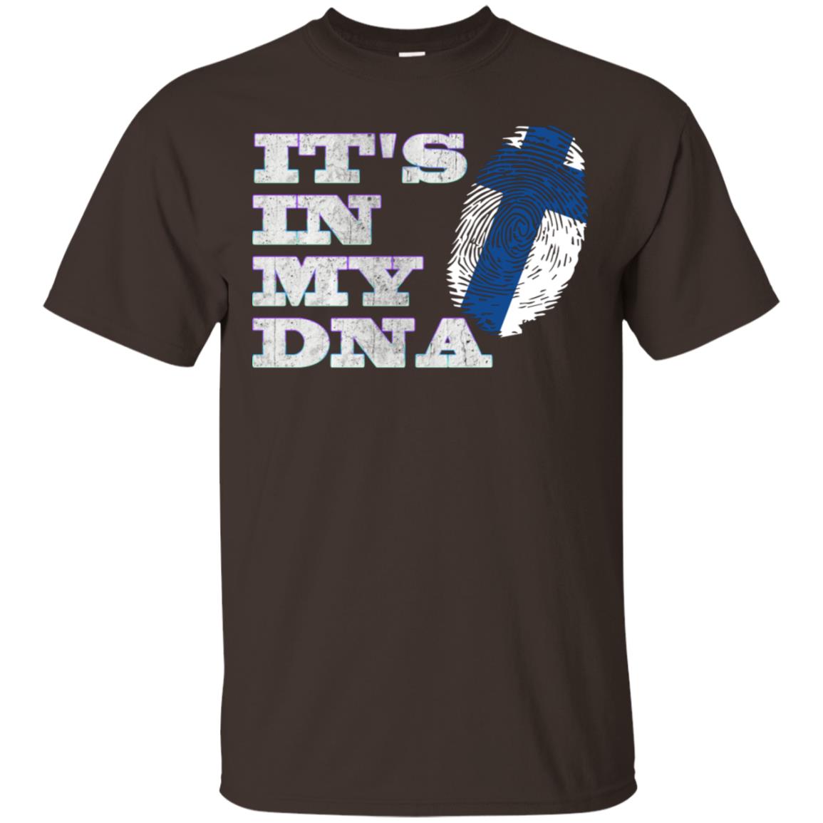 It's In My Dna Finnish Finland Flag Shirt Dark Chocolate