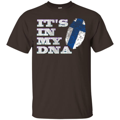 It's In My Dna Finnish Finland Flag Shirt Dark Chocolate