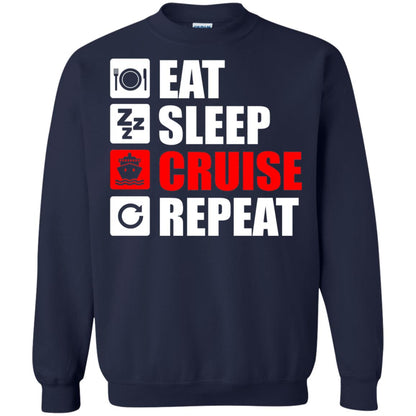 Eat Sleep Cruise Repeat Summer Vacation T-shirt Navy