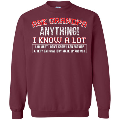Ask Grandpa Anything I Know A Lot Funny Saying Gift Shirt For Papa Maroon