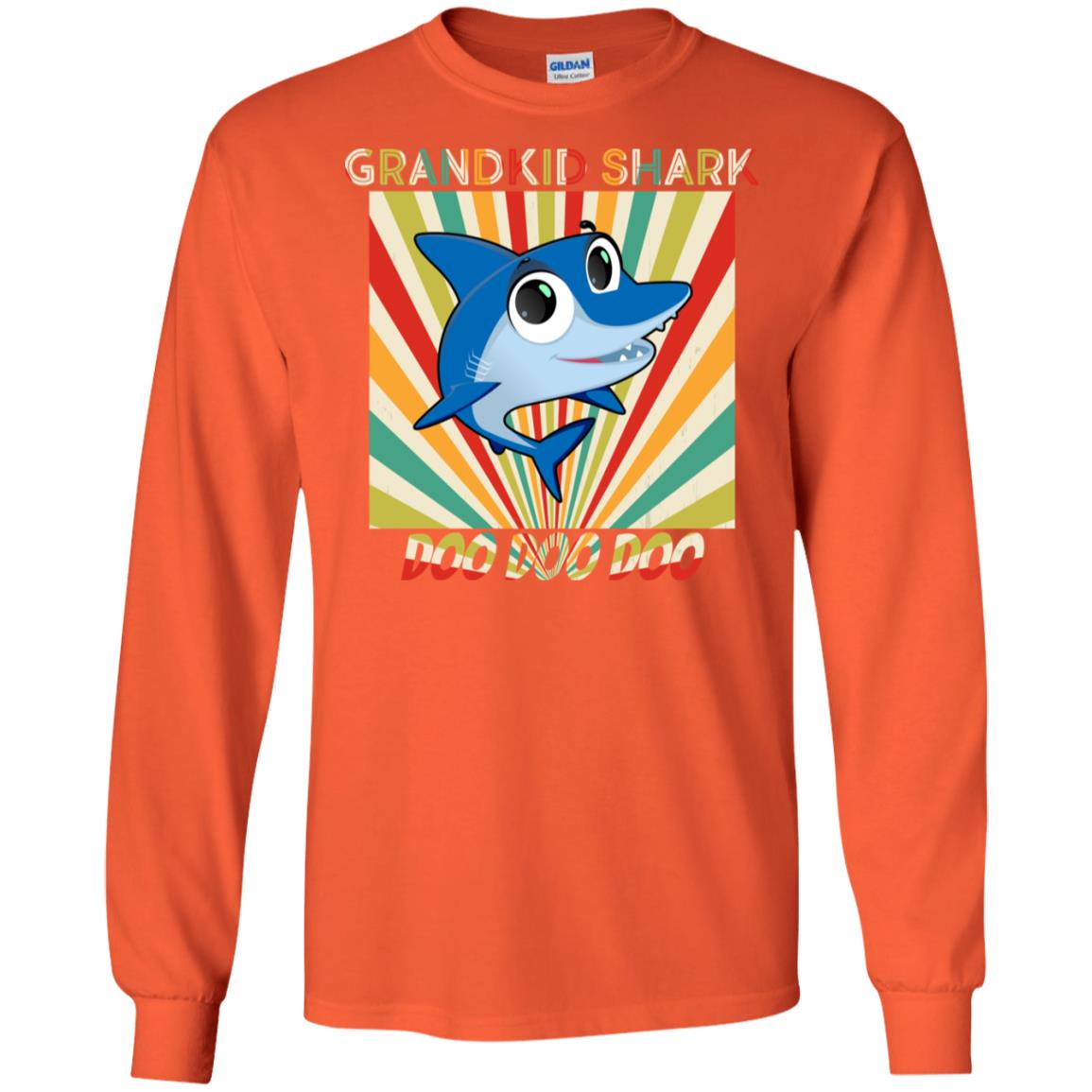 Grandkids Shark Doo Doo Doo Family Shark Gift Shirt Orange
