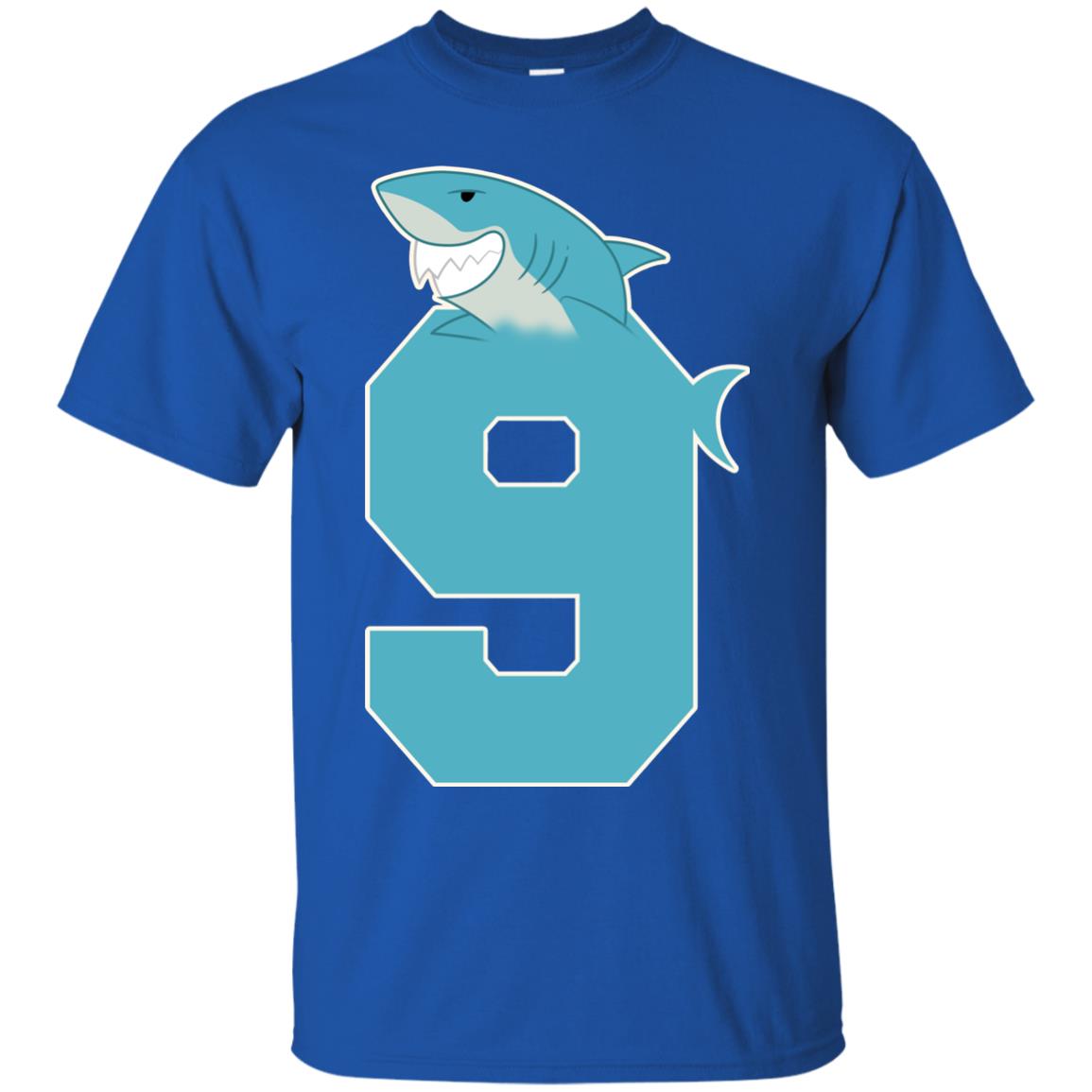 9th Birthday Shark Party Shirt Royal