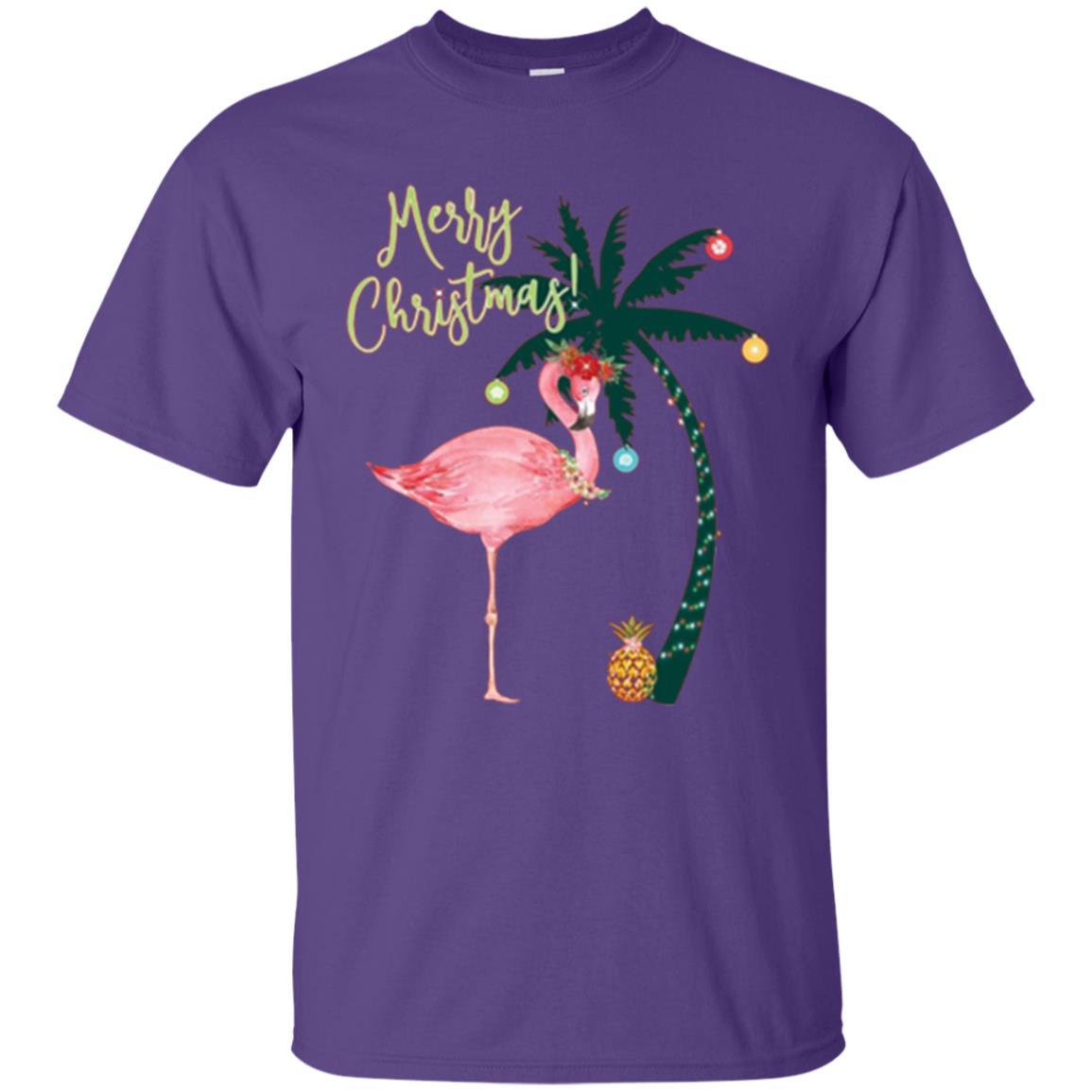 Christmas T-shirt Flamingo Merry Christmas Purple