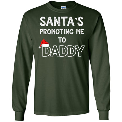 Pregnancy Announcement T-shirt Santa Promoting Me To Daddy Forest Green