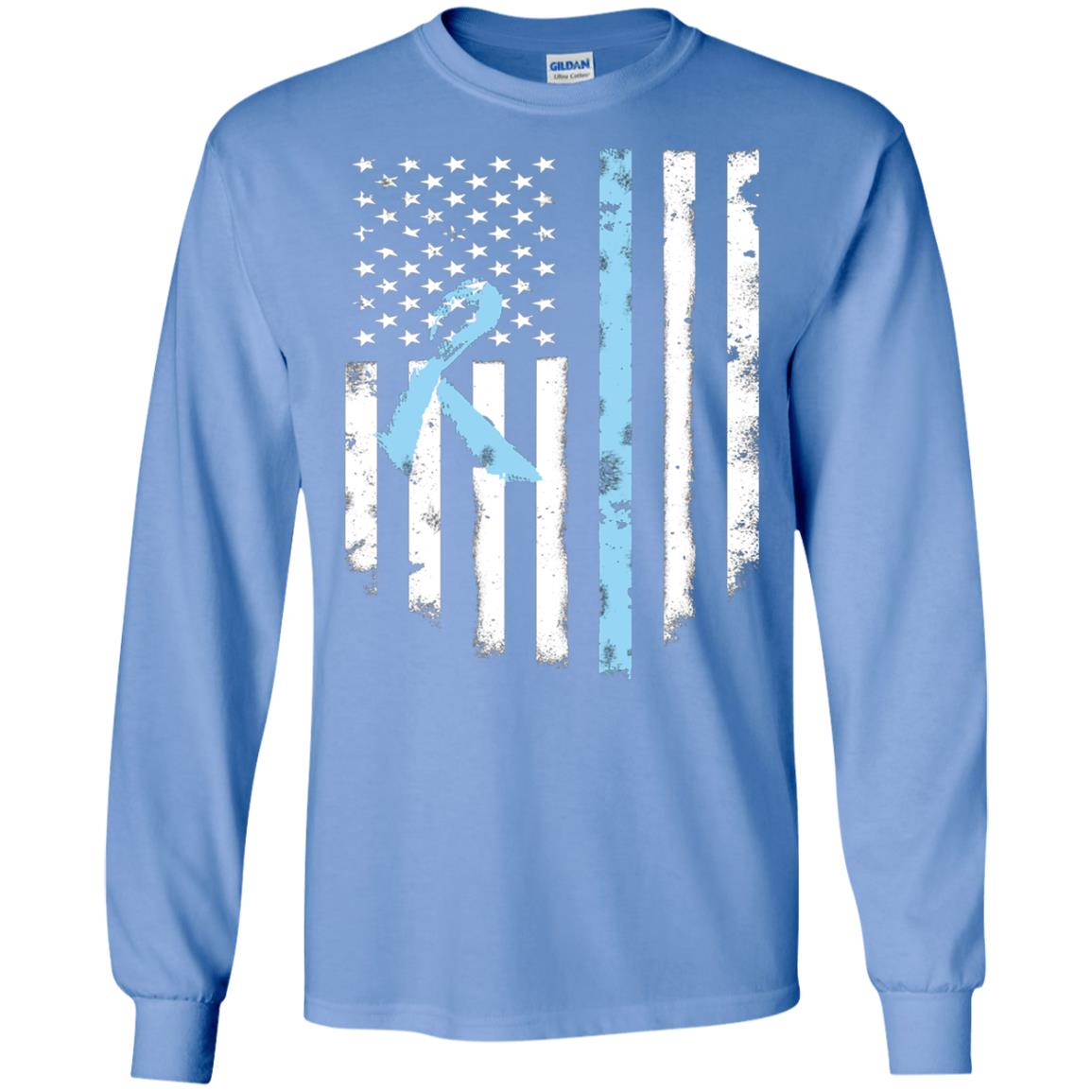 Ribbon American Flag Prostate Cancer Awareness Shirt Carolina Blue