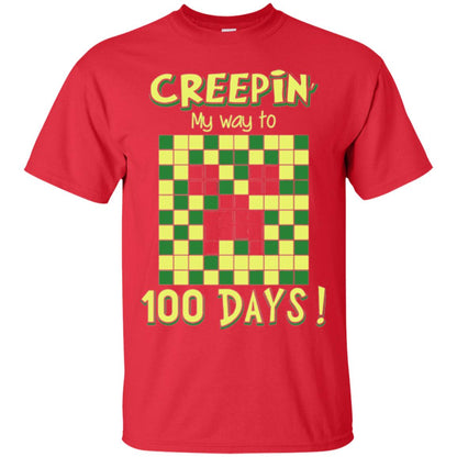 Teacher T-shirt Creepin My Way To 100 Days Red