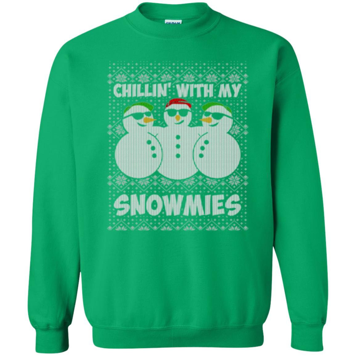 Christmas T-shirt Chillin With My Snowmies Irish Green