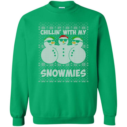 Christmas T-shirt Chillin With My Snowmies Irish Green